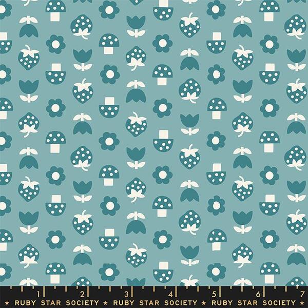 No. 022 Teal Mushrooms Bandana